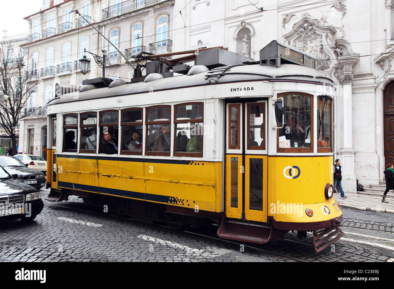 Tramway de Lisbonne, le Bairro Alto, Portugal Banque D'Images