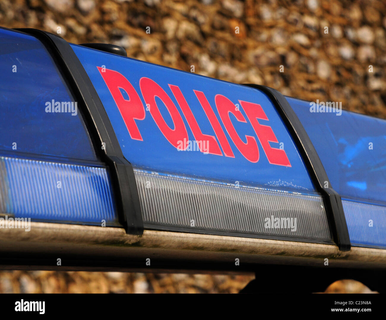 Détail de rouge sur bleu gendarmerie lights et le marquage. Banque D'Images