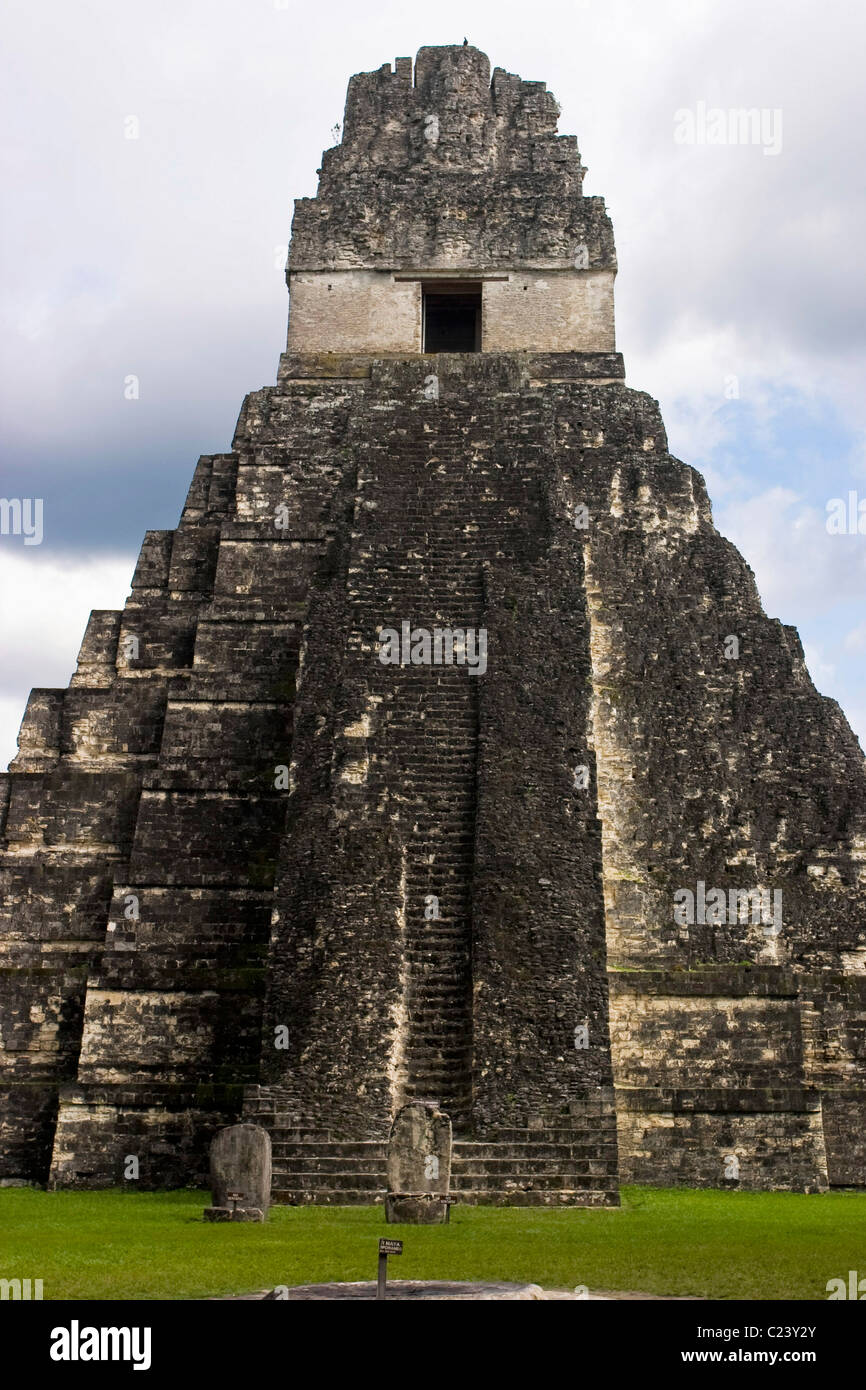 Temple maya à Tikal, Guatemala ; Temple 1. Banque D'Images