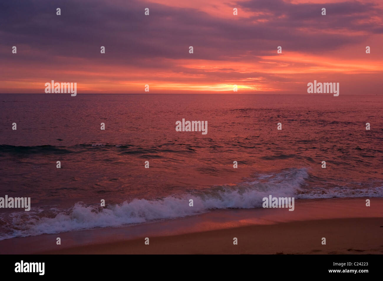 Magnifique coucher de soleil dans l'océan Indien. Sri Lanka Banque D'Images