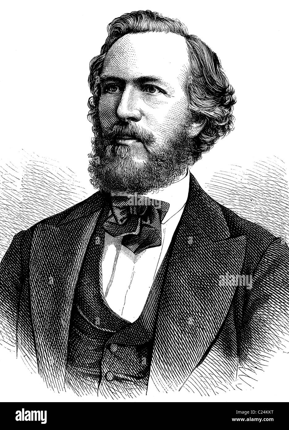 Le professeur Ernst Heinrich Haeckel, 1834 - 1919, zoologiste allemand, philosophe et libre penseur, illustration historique, 1877 Banque D'Images