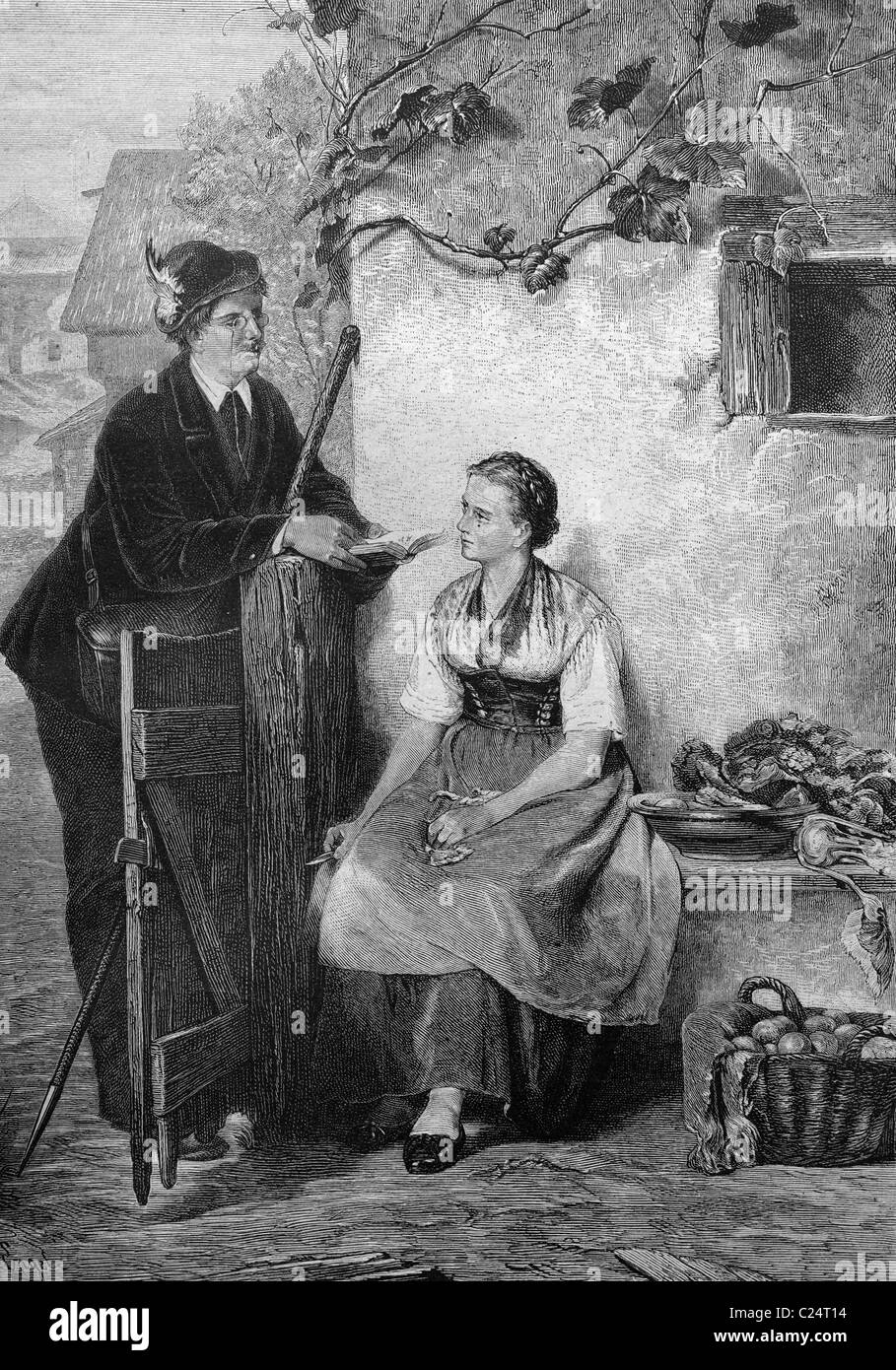 Reader, illustration historique, 1877 Banque D'Images