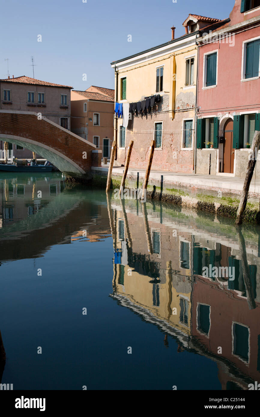 - Canal de Venise et maisons de l'île de Murano Banque D'Images