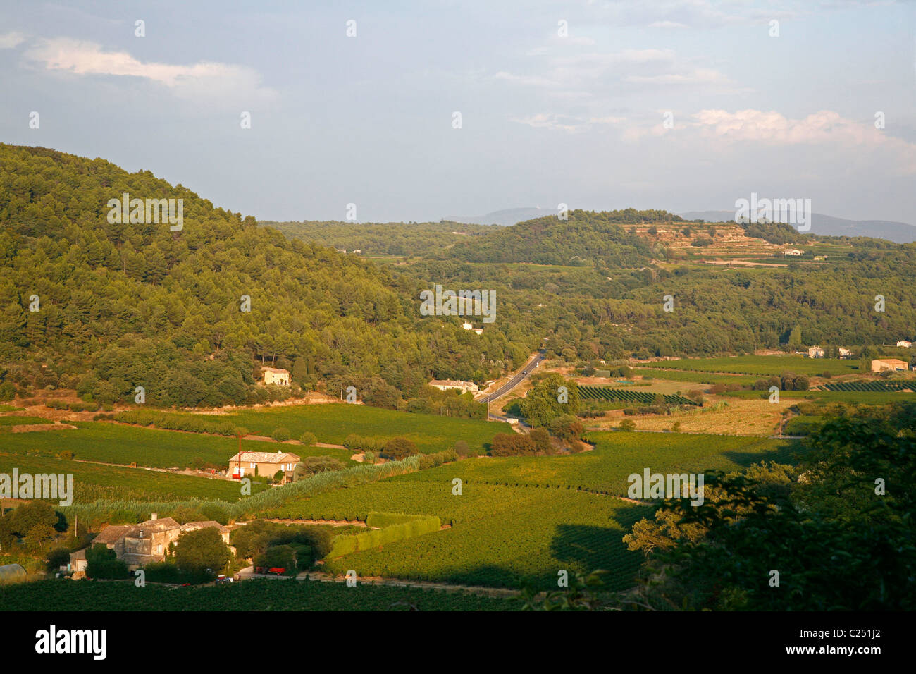 Paysage dans la région des collines du Luberon vu de Ménerbes, Vaucluse, Provence, France. Banque D'Images