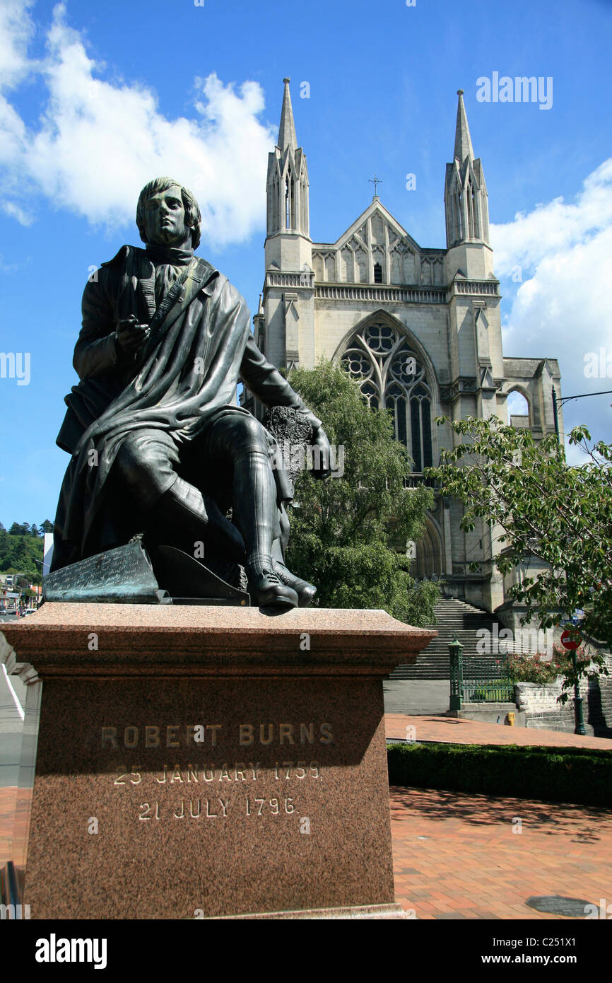 Statue de Robert Burns à Dunedin ile du sud - Nouvelle Zélande Banque D'Images