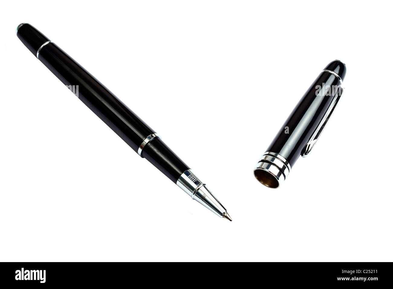 Stylo à bille noir isolé sur fond blanc Banque D'Images