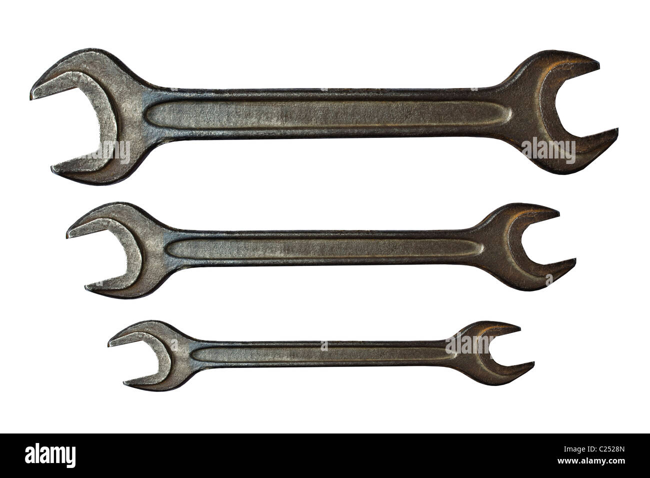 Clés vieux isolé sur fond blanc Banque D'Images