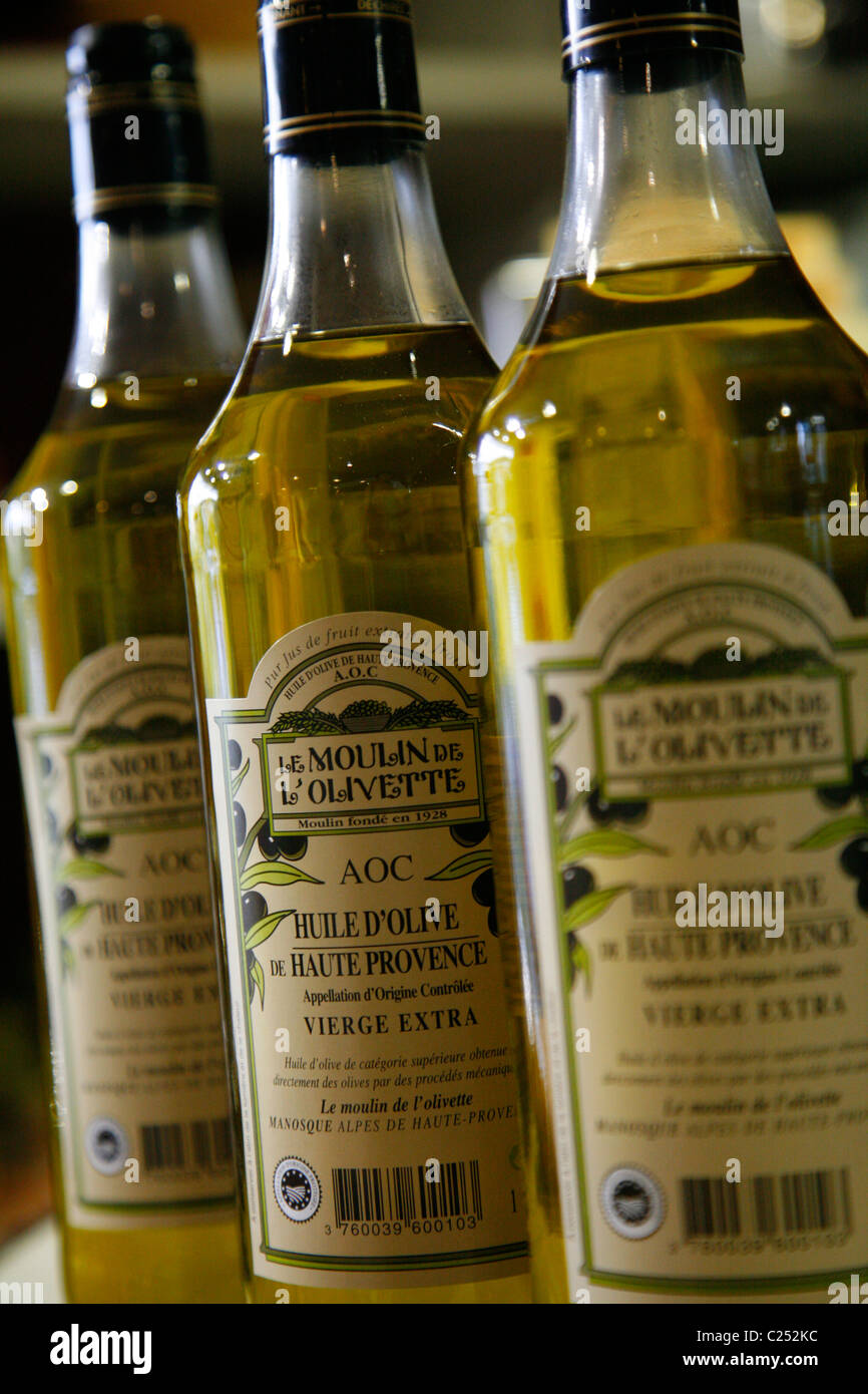 L'huile d'olive du moulin de l'Olivette, Manosque, Provence, France. Banque D'Images