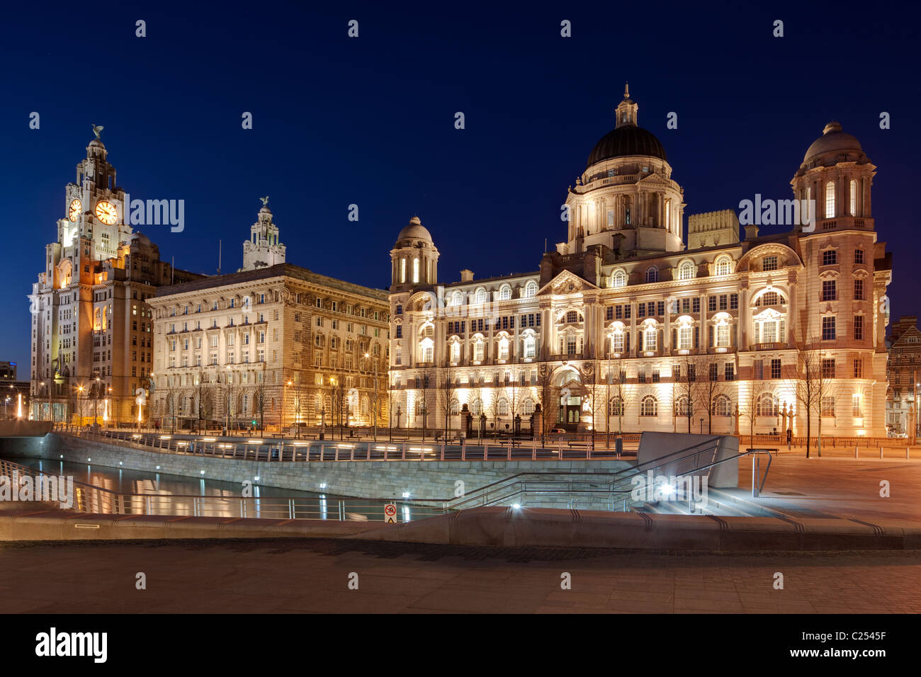 Les trois grâces, Liver Building, Cunard Building, Port of Liverpool Building à Pier Head, Liverpool Banque D'Images