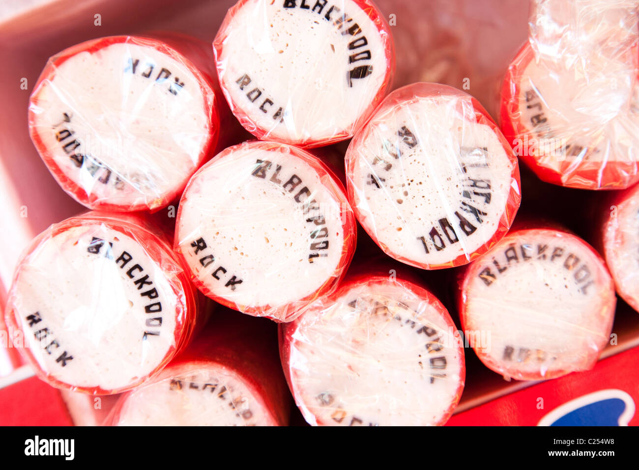 Rock Blackpool sur la promenade à la plage de Blackpool, dans le Lancashire, Angleterre, RU Banque D'Images