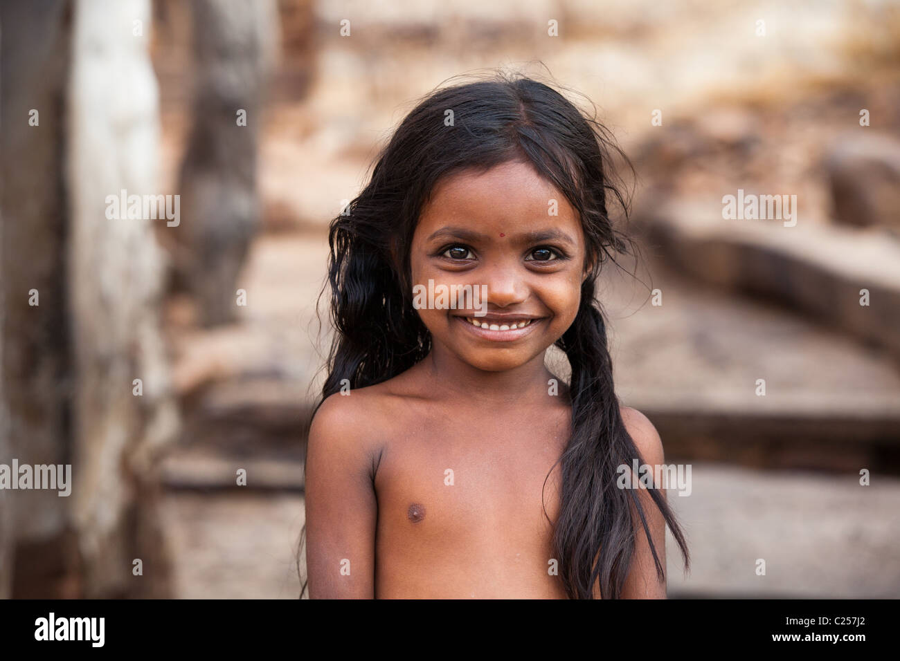 Fille dans l'Andhra Pradesh en Inde du Sud Banque D'Images