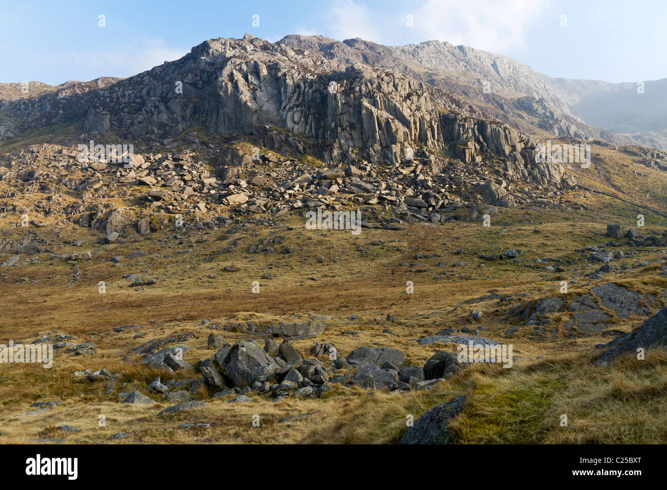 Visage de roche appelée [Gribin Facet] dans le Snowdonia Banque D'Images