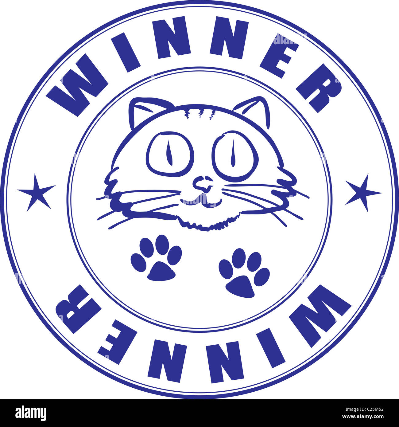 Timbre rond sur le certificat - lauréat du concours animaux Banque D'Images