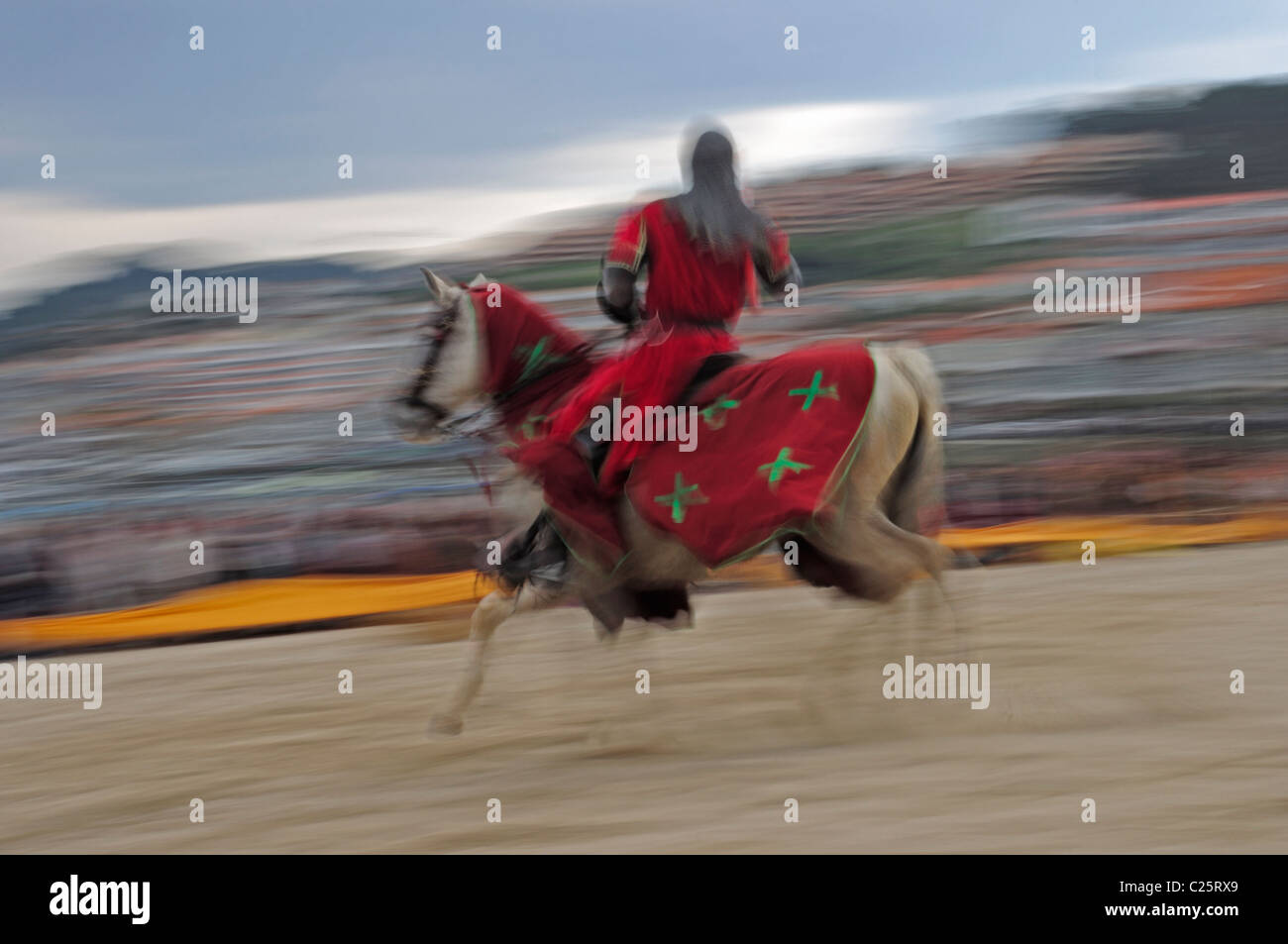 Jeux médiévaux dans La Arribada commémoration. Baiona, Pontevedra, Galice, Espagne. Banque D'Images