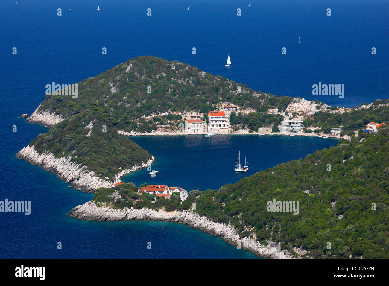 La Croatie, l'île de Lastovo Zaklopatica sur place. Banque D'Images