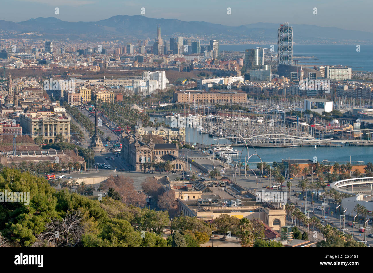 Une vue sur le Port de Barcelone et la Rambla del mar,Barcelone,Espagne,Catalunya Banque D'Images