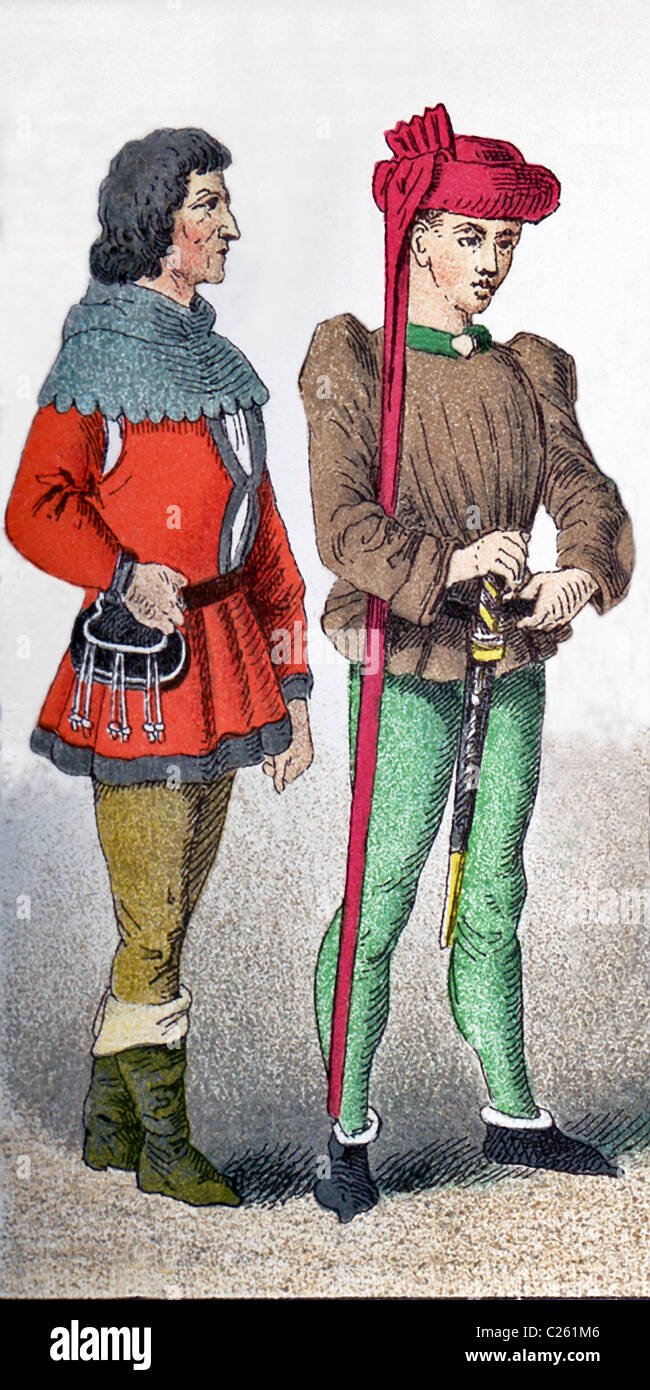 Les chiffres représentés ici un citoyen français et de Charles VII, connu comme le Well-Served et la victorieuse, vers l'an 1400. Banque D'Images