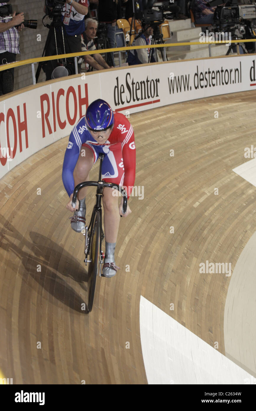 Jess Jessica vernis go individuelles de qualification Championnats du Monde UCI de sprint Apeldoorn 25 Mars 2011 Banque D'Images