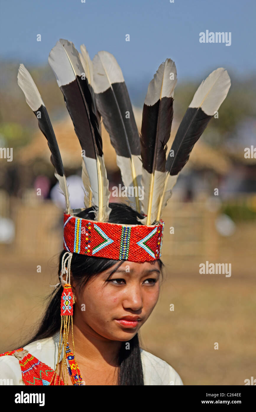 Wancho Femme, tribu à Namdapha Eco Festival Culturel, Miao, de l'Arunachal Pradesh, Inde Banque D'Images