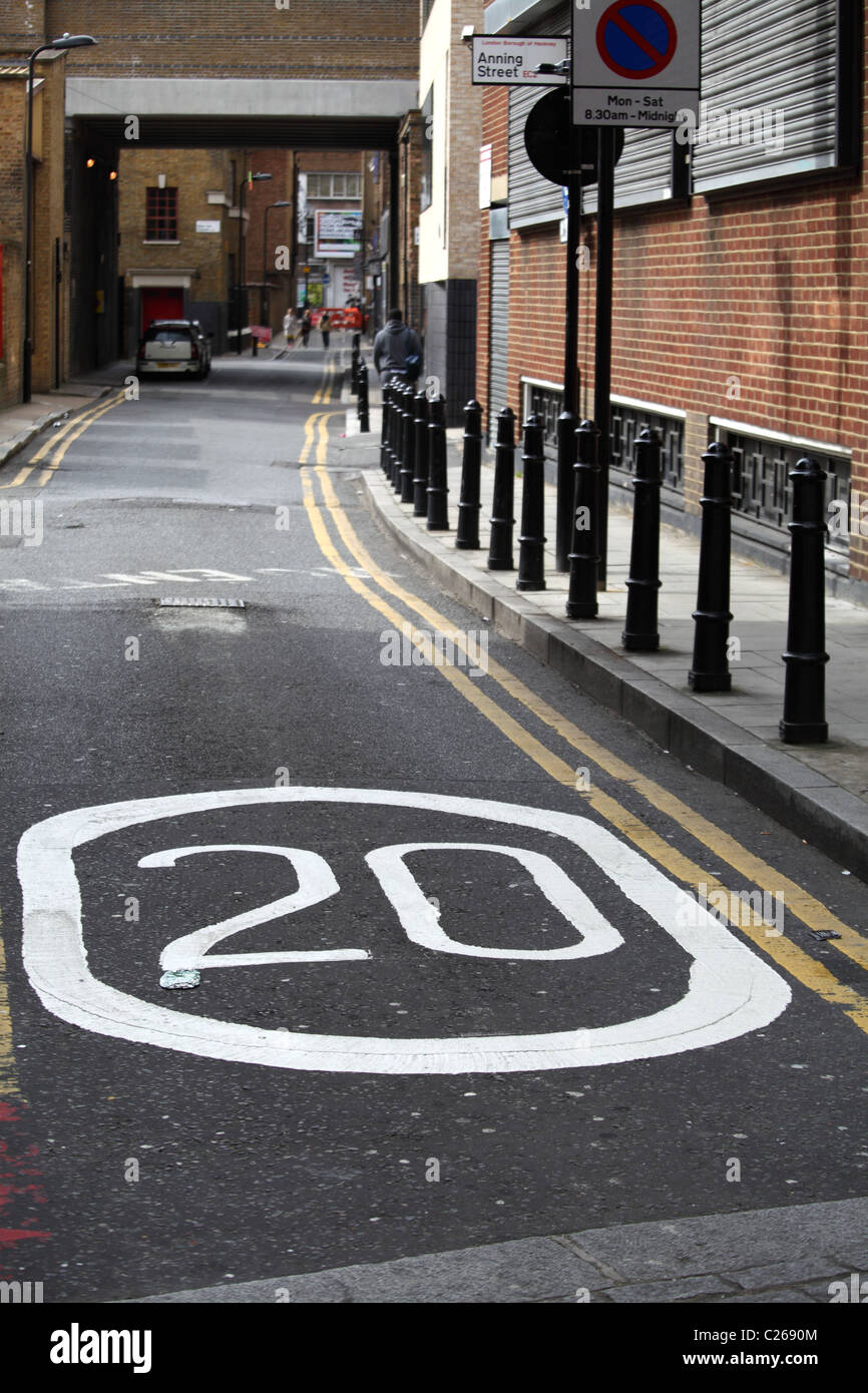 20 mph zone dans shoreditch london uk Banque D'Images