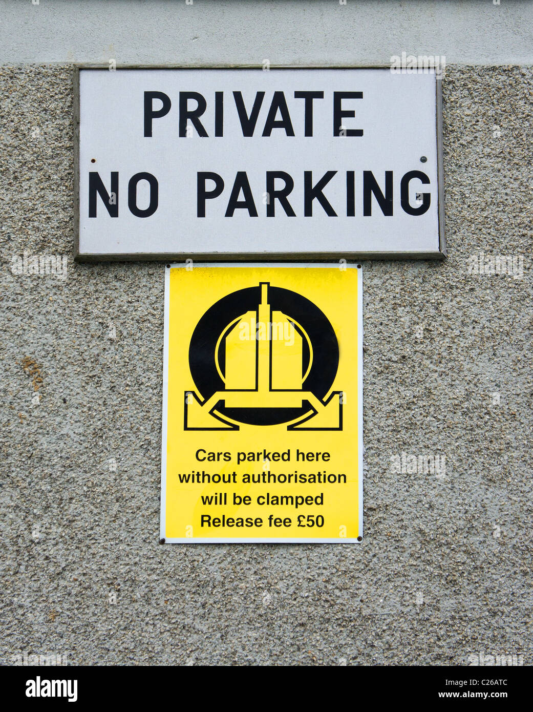 Un parking privé pas de signe, UK Banque D'Images