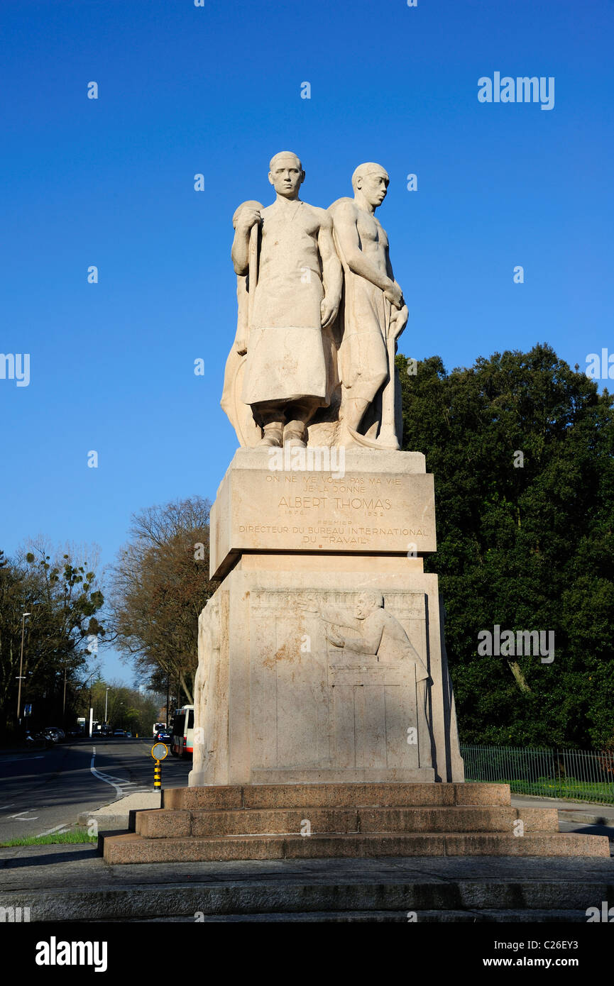 Statue de travailleurs, commémorant l'Organisation internationale du Travail à Genève, Suisse Banque D'Images