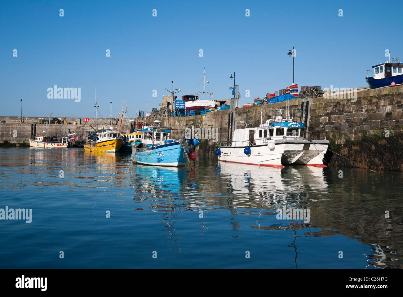 Newquay Port avec bateaux de pêche, de Cornwall. UK Banque D'Images