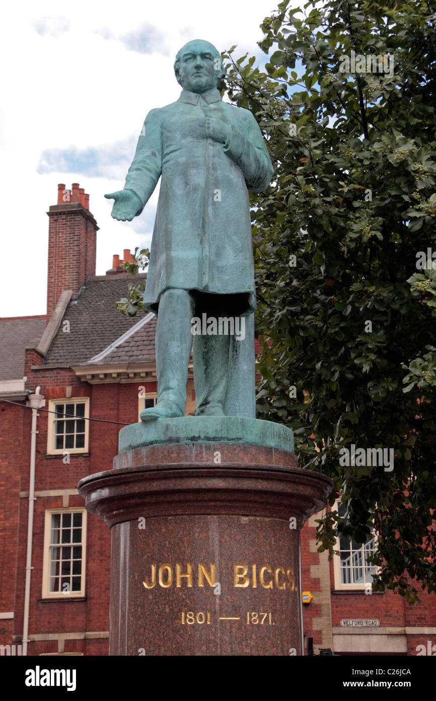 Statue de John Biggs à Leicester, Leicestershire, Angleterre. Banque D'Images