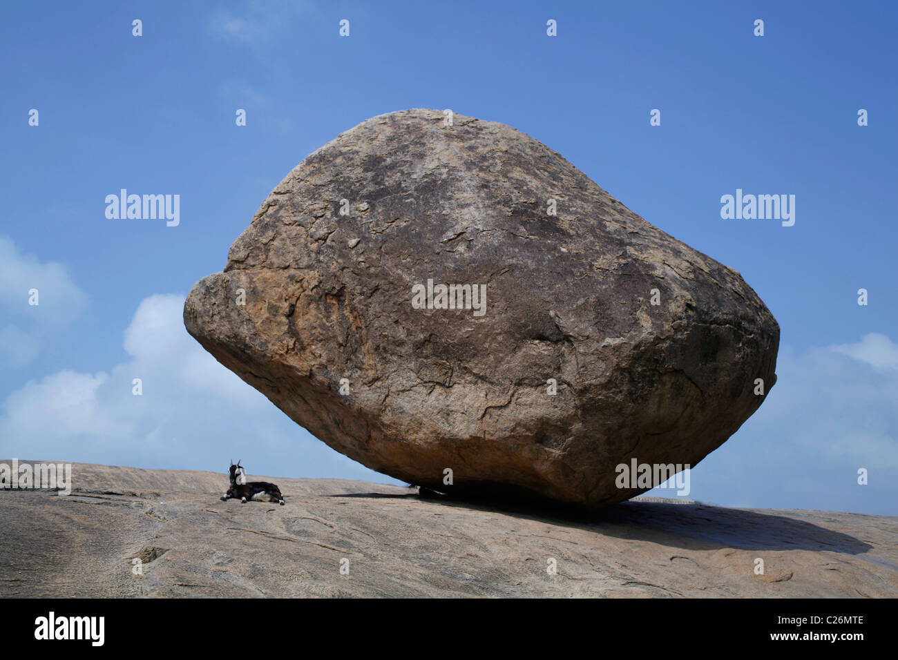 Krishna's Butter Ball au Tamil Nadu inde Mamallapuram Banque D'Images