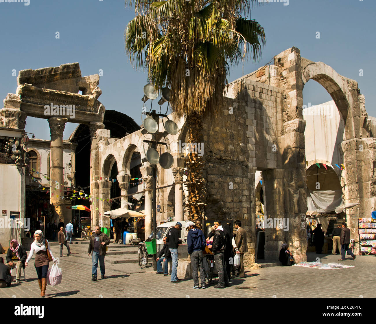 La porte de Temple de l'Ouest Temple Romain de Jupiter vieux Damas Syrie Banque D'Images