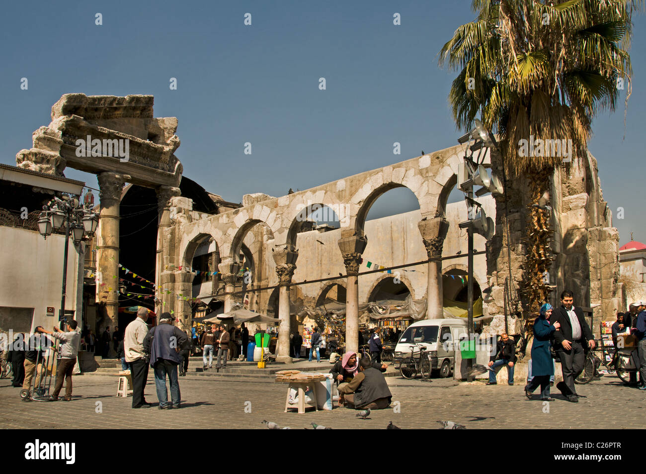 La porte de Temple de l'Ouest Temple Romain de Jupiter vieux Damas Syrie Banque D'Images