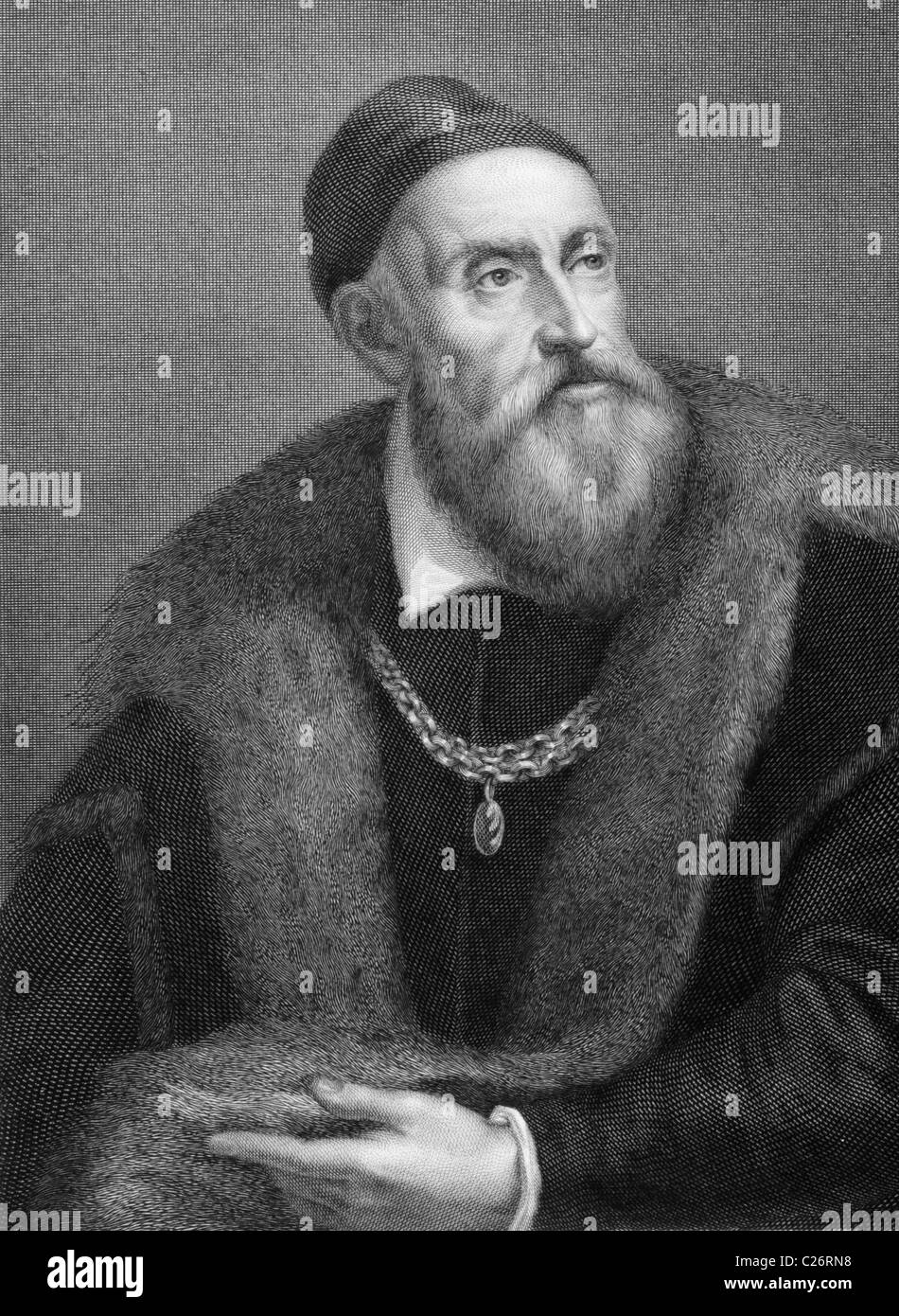 Titien (1473/1490) 591-1576 sur gravure sur cuivre de 1841. Peintre italien. Banque D'Images