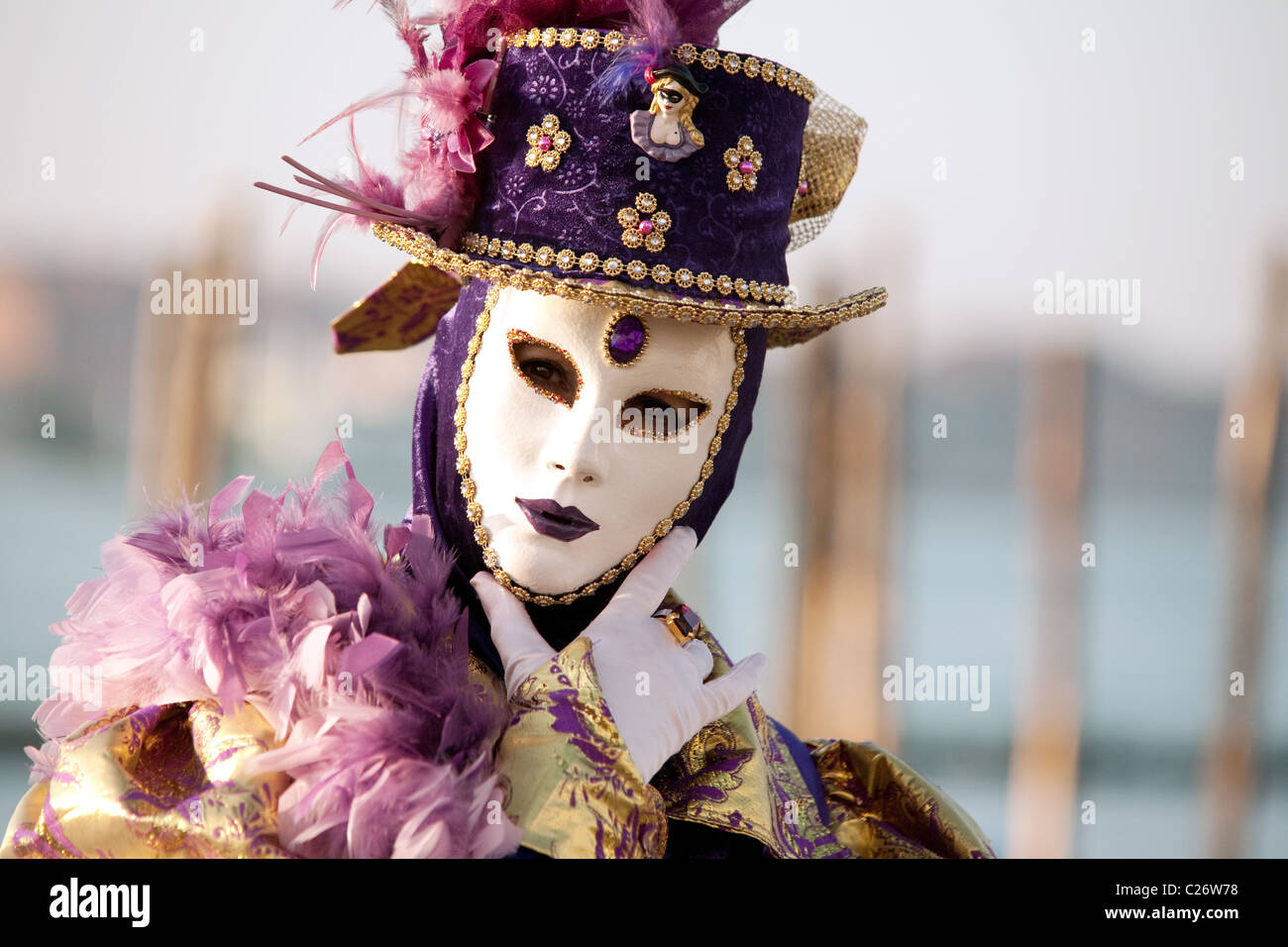 Personnage en costume, le carnaval, Venise, Italie Banque D'Images