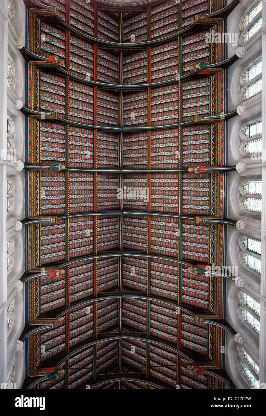 Cathédrale St Edmundsbury, Bury St Edmunds, Suffolk, Angleterre. Plafond nef Banque D'Images