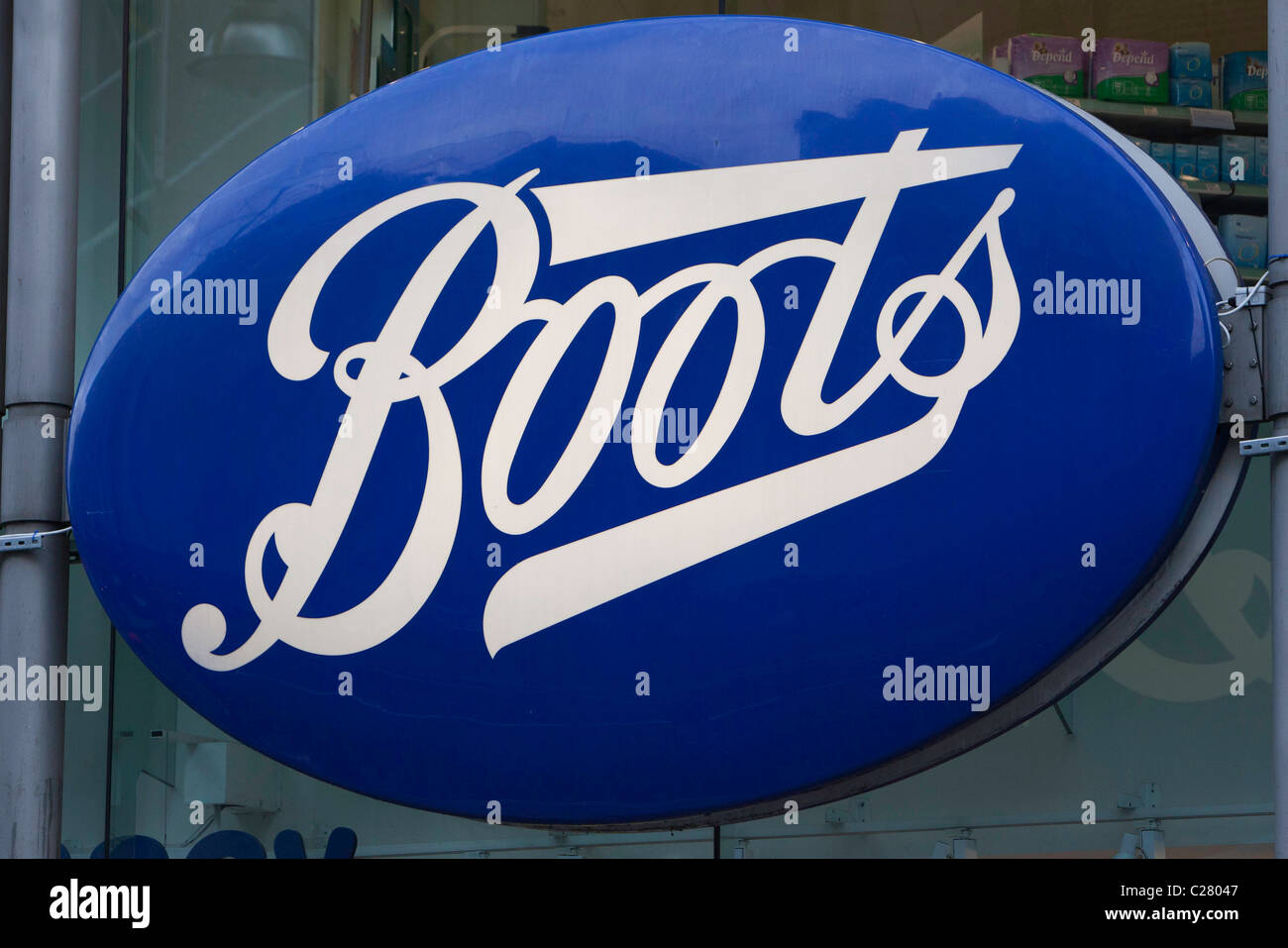 Les bottes signer dans leur magasin sur Oxford Street. Banque D'Images