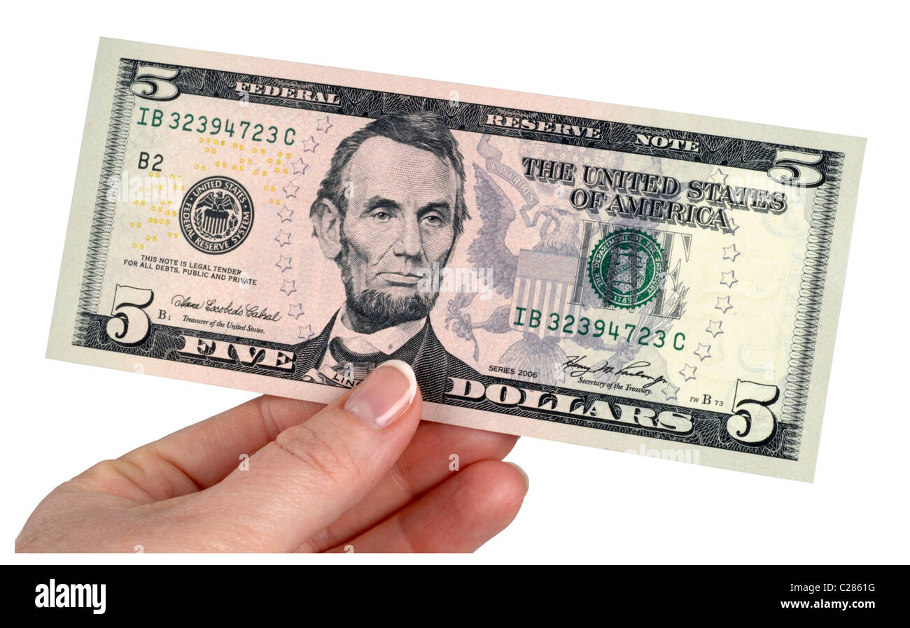 5 Dollar Remarque Dollars Argent Billets De Banque Am ricains Cinq 5-dollar-remarque-dollars-argent-billets-de-banque-am-ricains-cinq