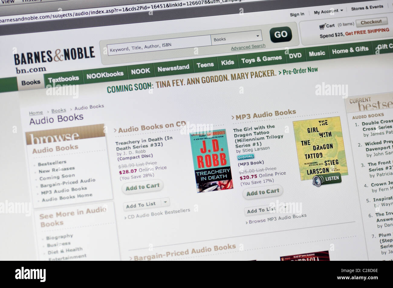 Site web de la librairie Barnes & Noble - livres audio Banque D'Images