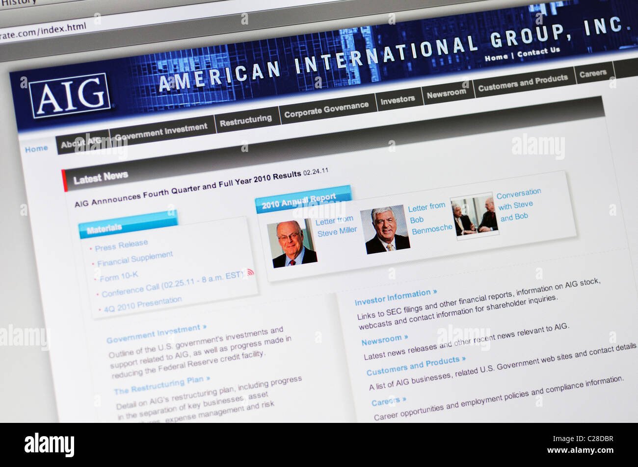 Site web de l'AIG - American international assurance groupe Banque D'Images