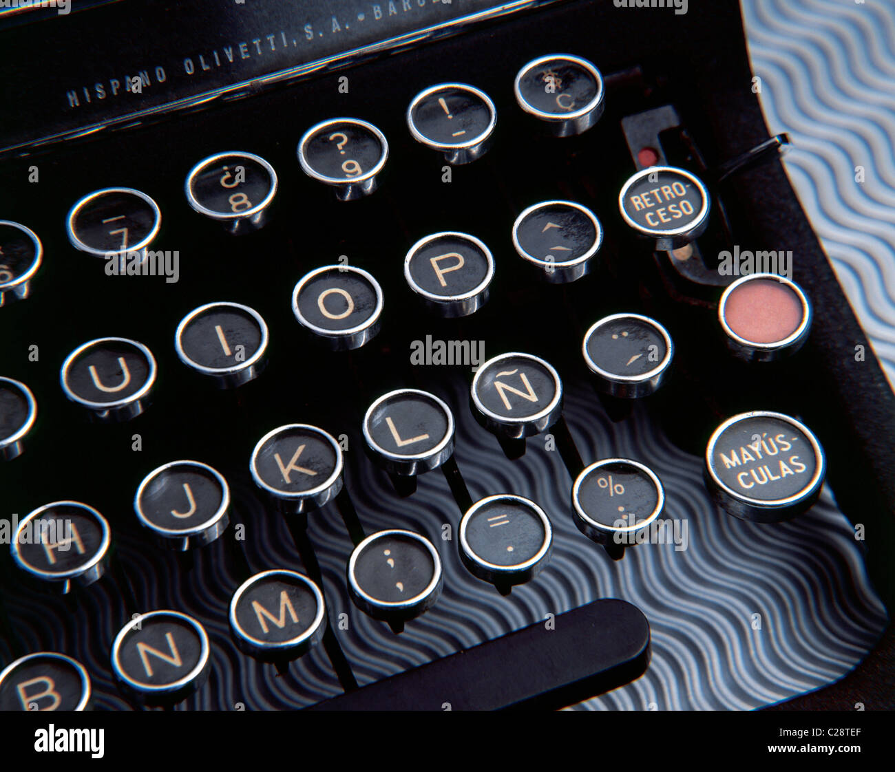 Clavier d'une ancienne machine à écrire. Détail. Banque D'Images