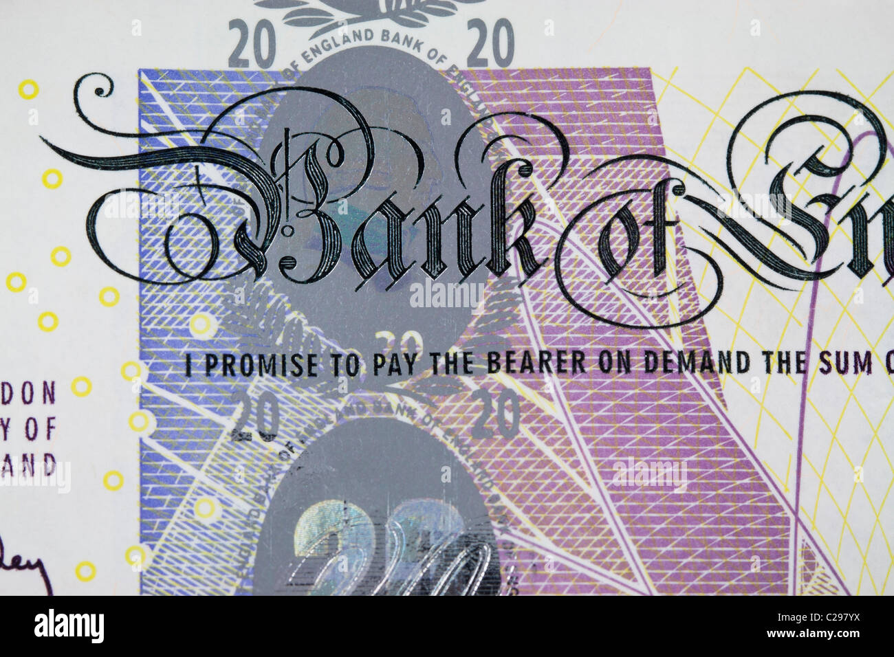 Détail note de 20 livres Banque D'Images