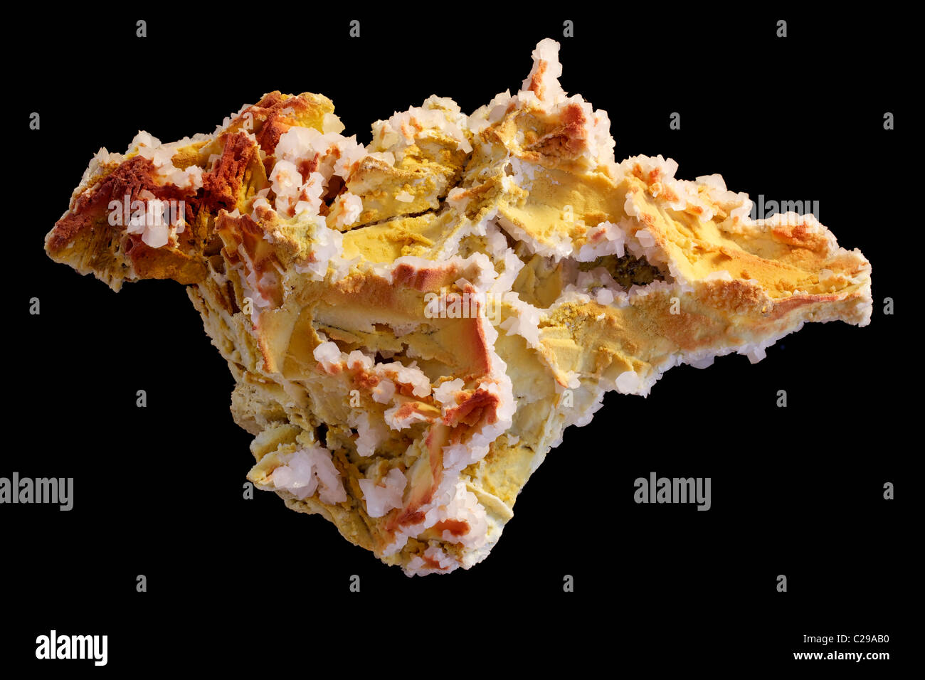 Manganoan calcite (rouge) et Ferromanganoan la dolomite (jaune) - Bulgarie - Krushev Dol mine - Madan Banque D'Images