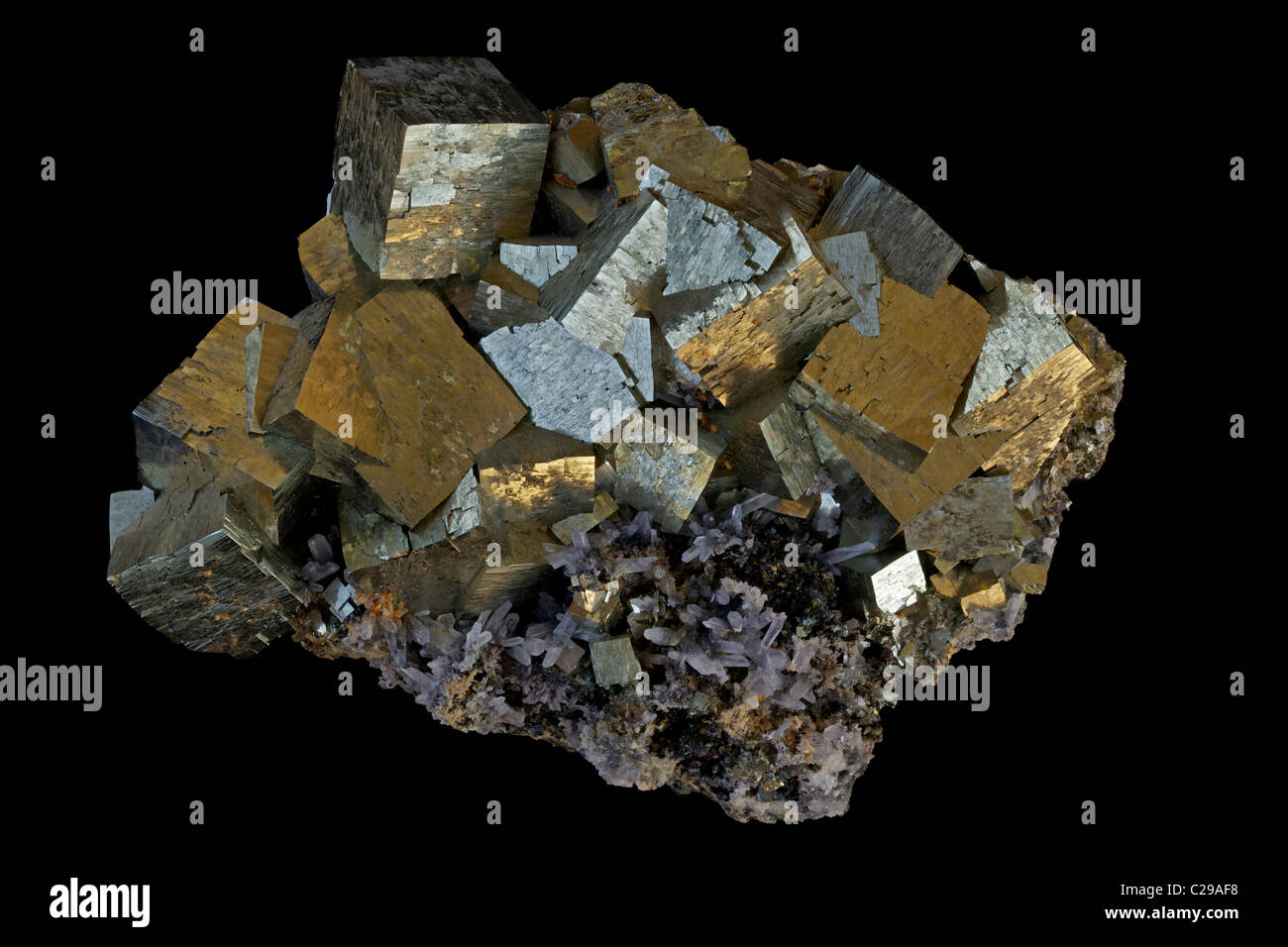 La pyrite (FeS2) (sulfure de fer) - Pérou - communément appelé 'fool's gold' - anciennement utilisé pour la production d'acide sulfurique Banque D'Images