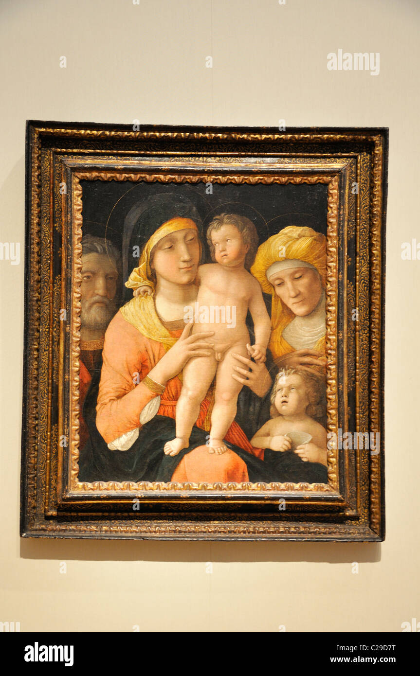 Vierge à l'enfant avec Joseph, Elizabeth, et Jean le Baptiste d'Andrea Mantegna Banque D'Images