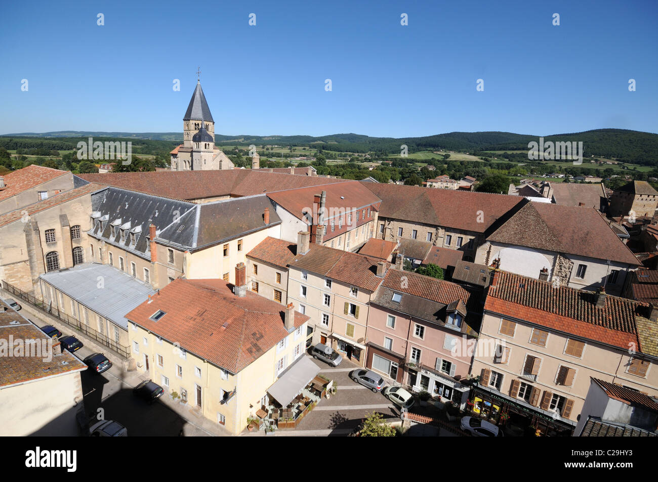 Abbaye de Cluny vu de tour de fromage ou Tour de Fromage Cluny Bourgogne France Bourgogne Banque D'Images