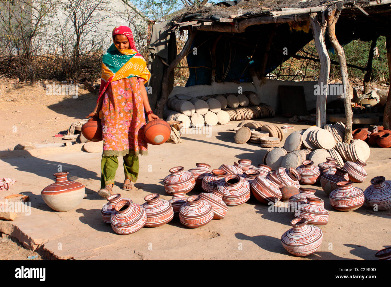 La poterie dans l'Inde rurale Banque D'Images