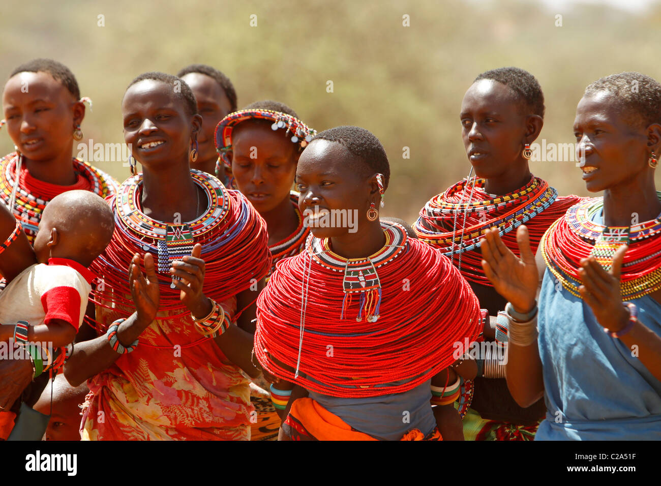 Les villageois Samburu, Kenya Banque D'Images