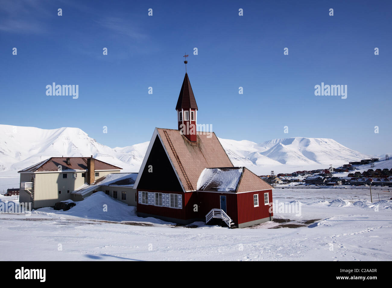 L'Eglise luthérienne à Longyearbyen, Norvège Banque D'Images