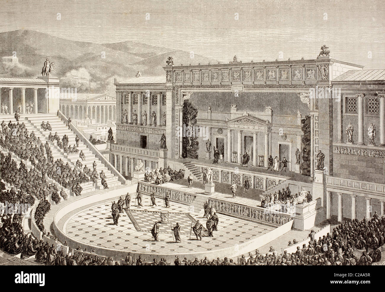 Paris Athènes Naissance De La Grèce Moderne Impression d'artistes une reconstitution d'un théâtre de Dionysos, sur