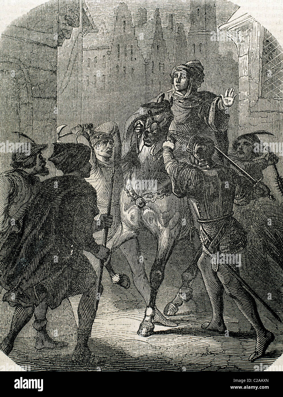 Louis I, duc d'Orléans (1372-1407). Assassinat du duc d'Orléans à Paris. La gravure. Banque D'Images