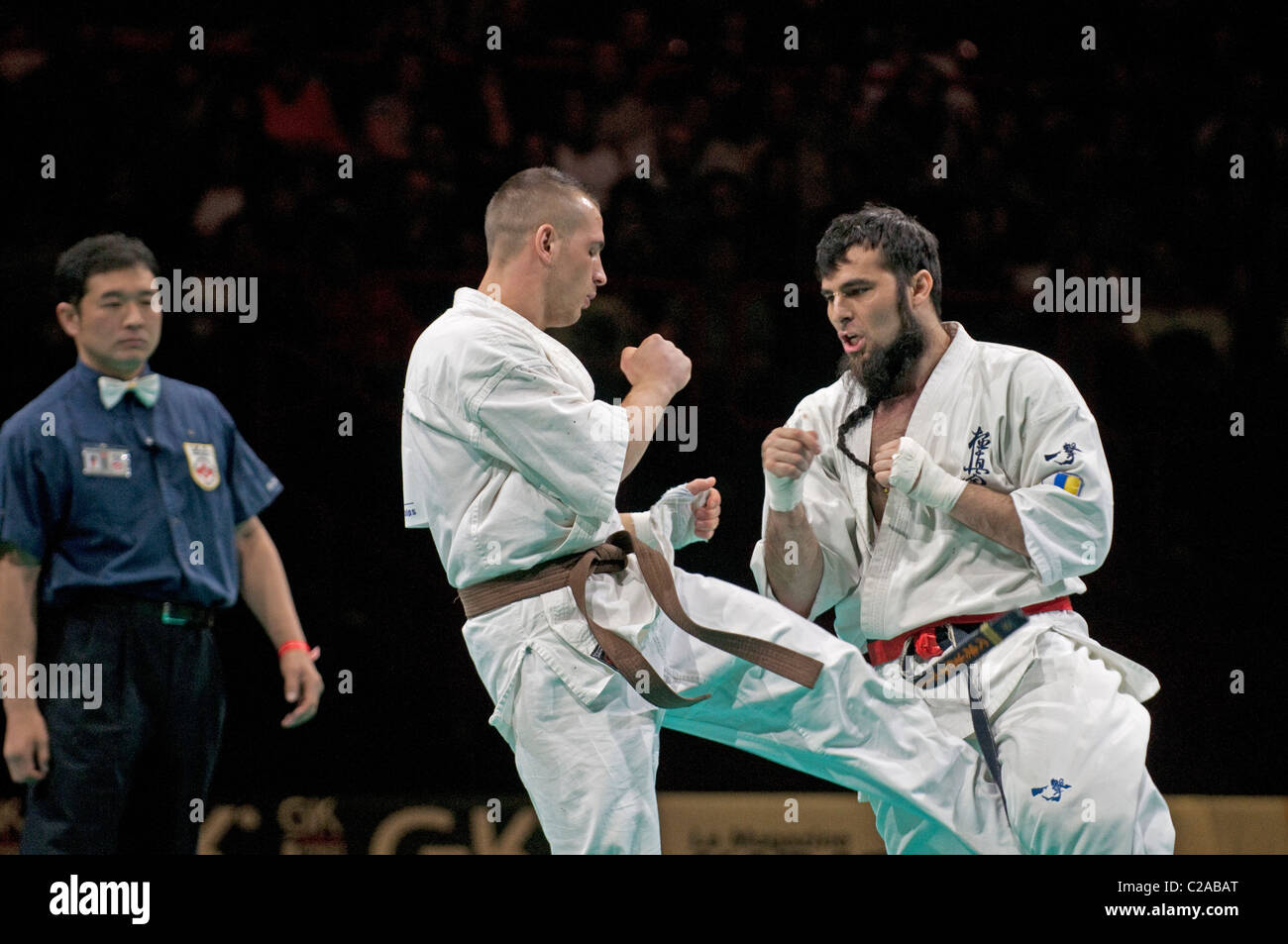 Tournoi International de Karaté Kyokushinkai, Bercy championnat 27-31 au Festival des Arts Martiaux de Bercy, Paris. Banque D'Images